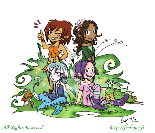 petites fées moderne : naiade dryade sylphide et salamandre féerique en bande dessinée