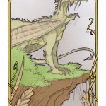 un dragon sur sa falaise au dessus des champs de blé