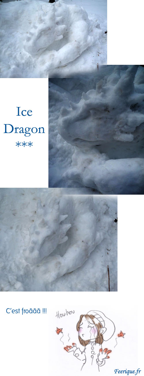 sculpture d'un dragon de neige et de glace