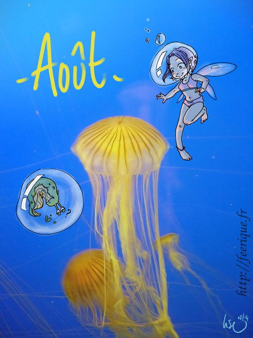 calendrier des fées vacances d'été féerique à la mer avec les méduses